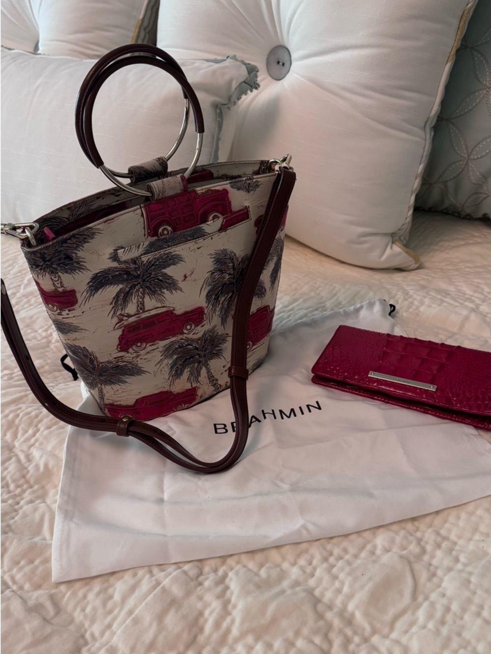 Brahmin Red Copa Cabana Mod Bowie bag with coordinating Red Ady Wallet